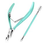 Easkep Cuticle Trimmer with Cuticle Pusher, Cuticle Remover Professional Stainless Steel Cuticle Cutter Nippers Rainbow Sharp Durable Pedicure Manicure Tools for Fingernails and Toenails